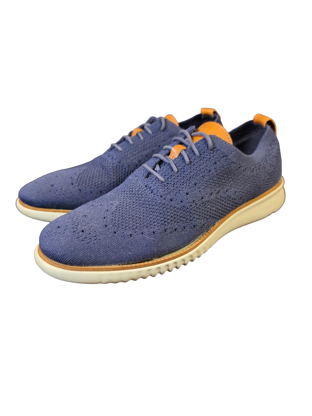 Cole Haan 2.ZERØGRAND Stitchlite KnitMen's Knit Lace-Up Sneakers in Blue and Tan
